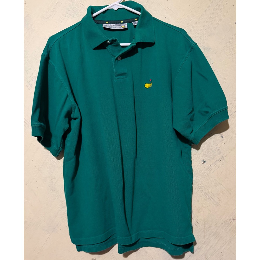 Slazenger Augusta National Golf Shop Masters Polo Shirt Green Mens Large Cotton